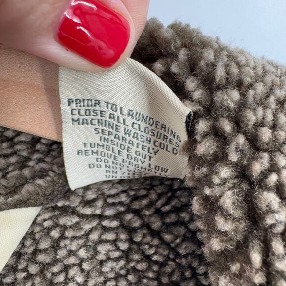 Vintage L.L. Bean Brown Faux Suede Sherpa Lined Vest Button Front Size M Cozy - Picture 4 of 8
